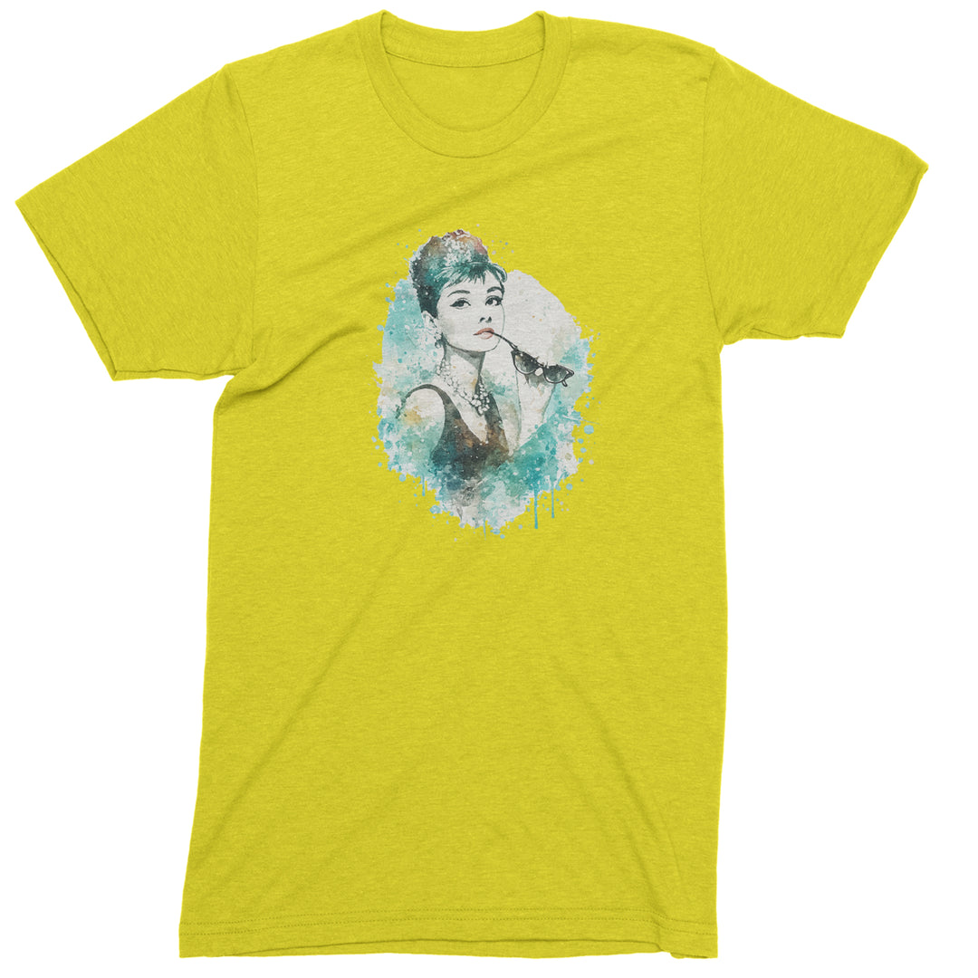 Mrs. Herpburn Iconic Watercolors Mens T-shirt Yellow