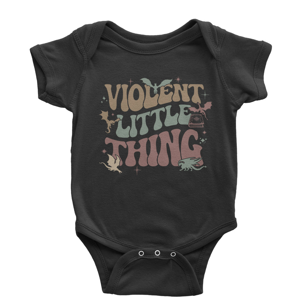 Violent Little Thing Dragon graphic on Onesie and Toddler T-Shirt in Black