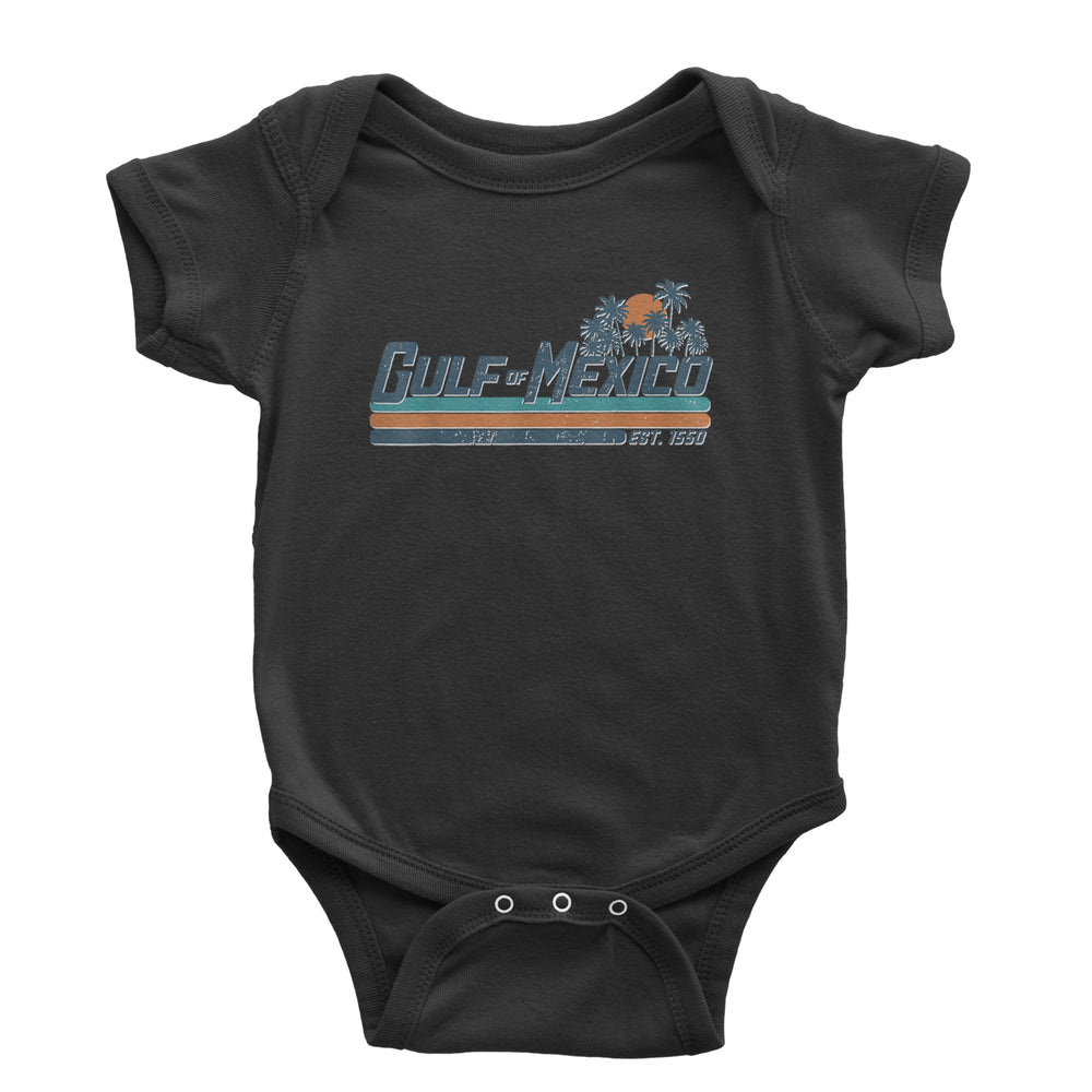 Gulf Of Mexico Established Year 1550 graphic on Onesie and Toddler T-Shirt in Black