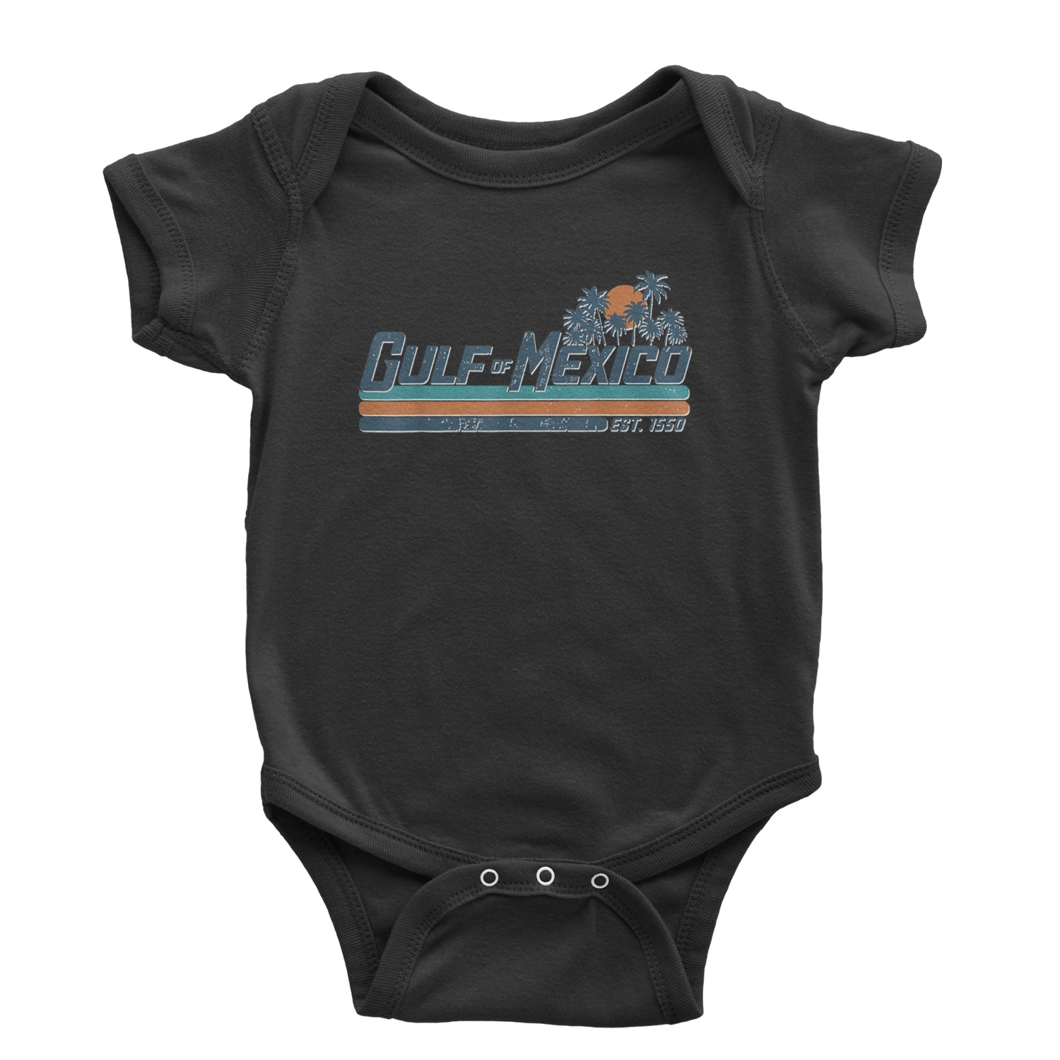 Gulf Of Mexico Established Year 1550 Infant One-Piece Romper Bodysuit Or Toddler T-shirt Black