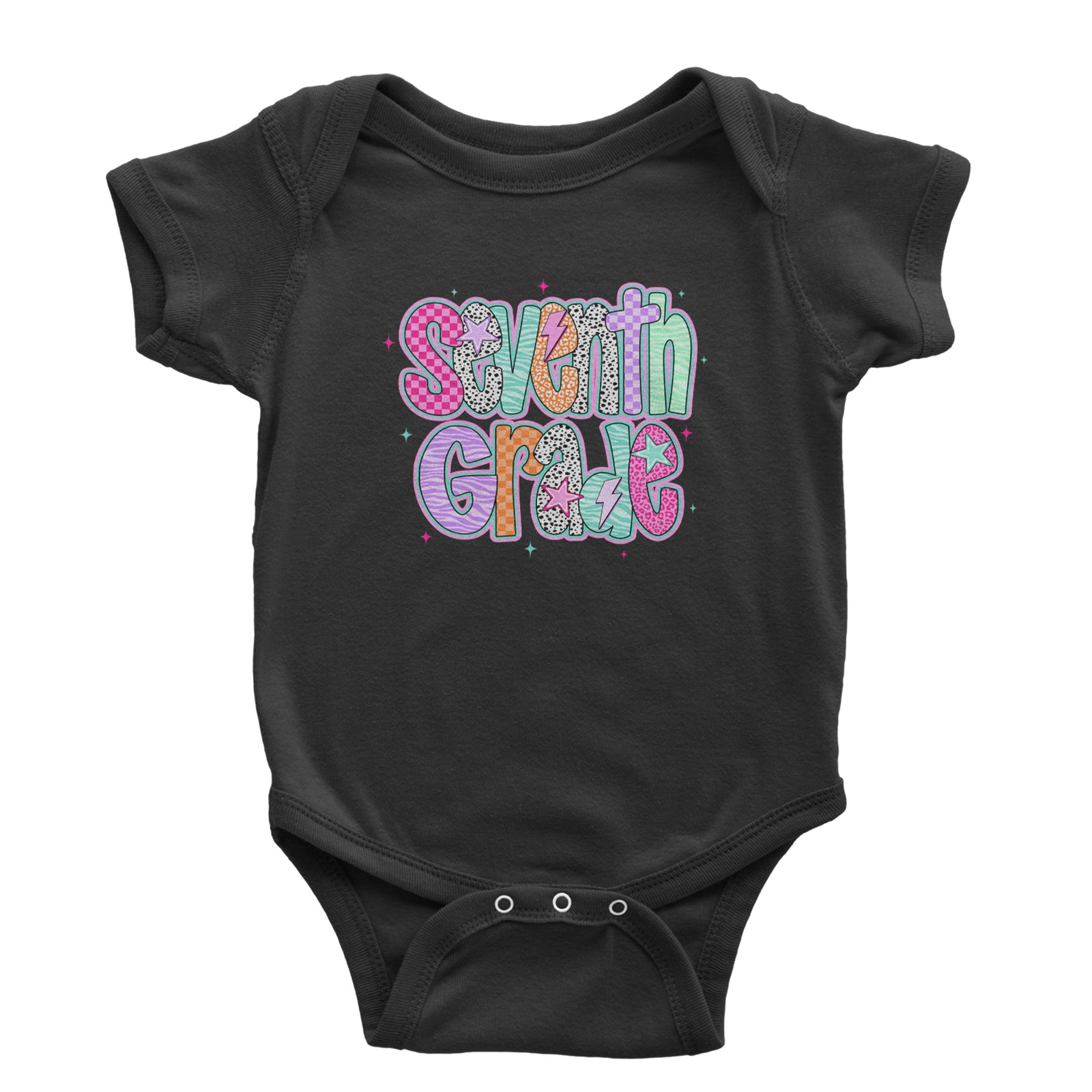 Seventh Grade Swagger Colorful Back to School Infant One-Piece Romper Bodysuit Or Toddler T-shirt Black