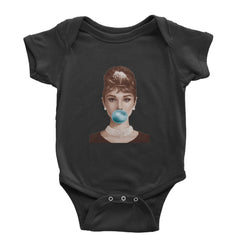 Audrey Hepburn Chewing Bubble Gum American Icon Infant One-Piece Romper Bodysuit Or Toddler T-shirt Black