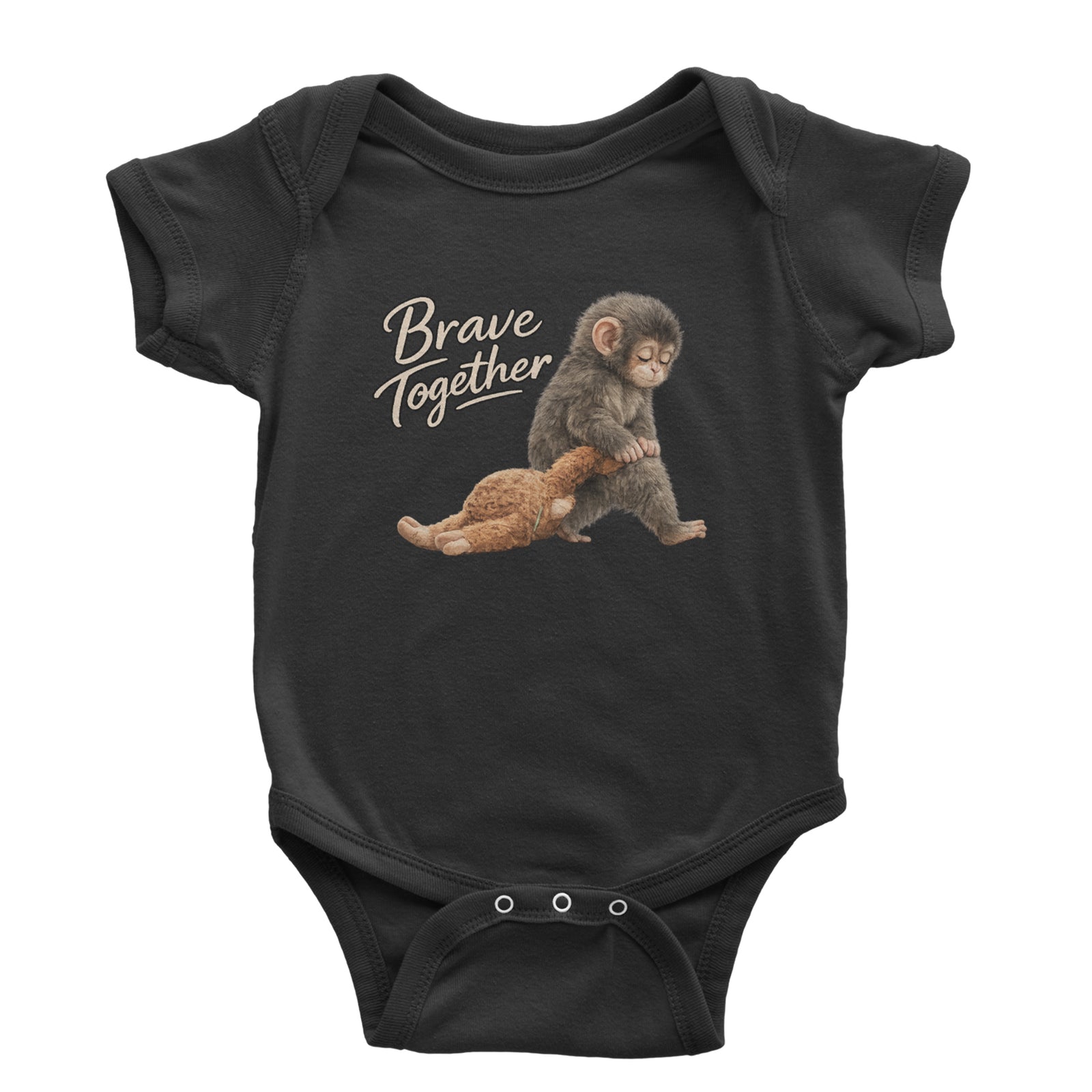 Punch Brave Together Stuffed Animal Infant One-Piece Romper Bodysuit Or Toddler T-shirt Black
