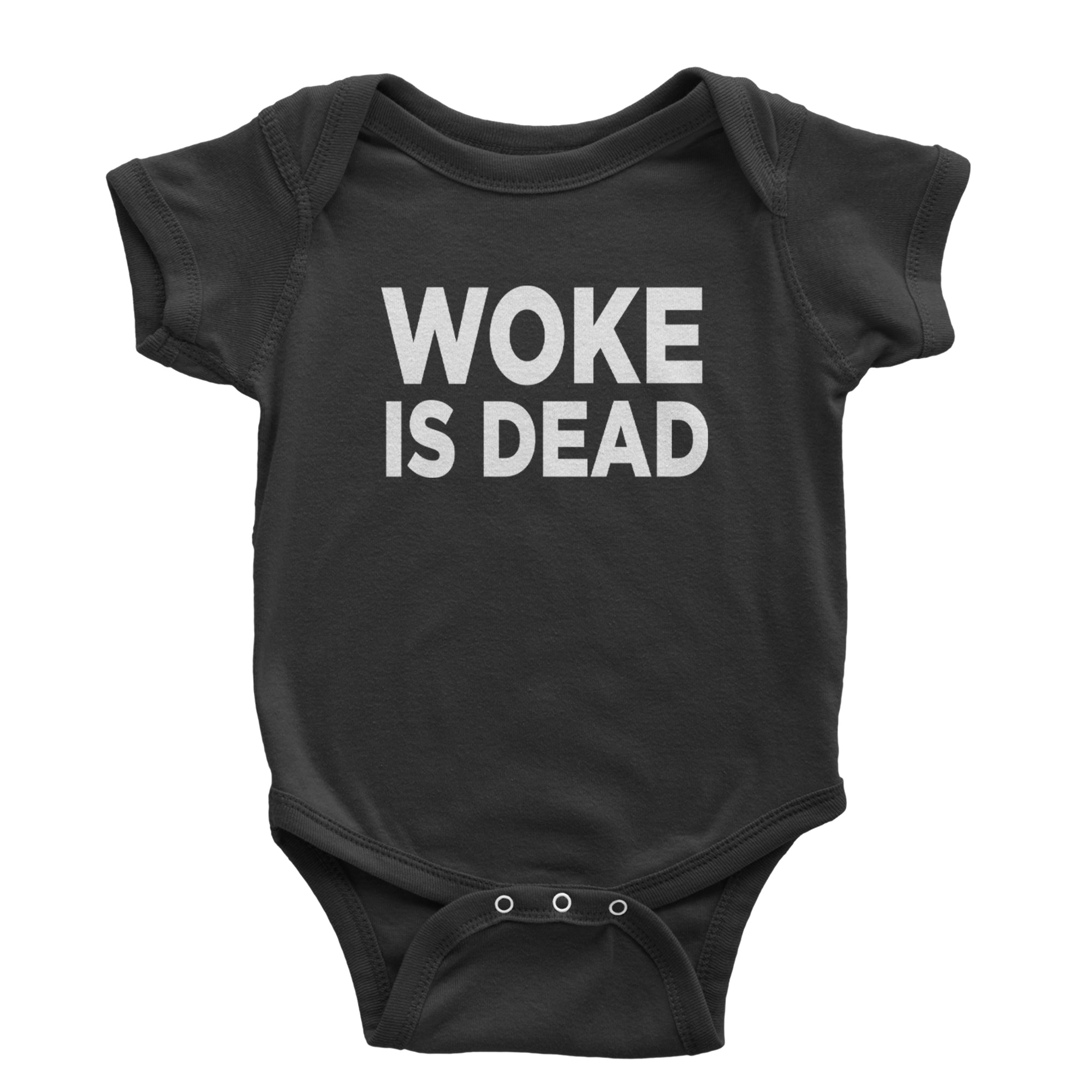 Woke Is Dead Satire Infant One-Piece Romper Bodysuit Or Toddler T-shirt Black