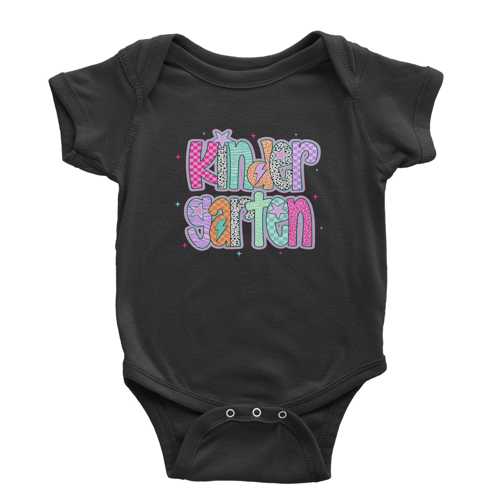 Kindergarten Cutie Colorful Back to School Infant One-Piece Romper Bodysuit Or Toddler T-shirt Black
