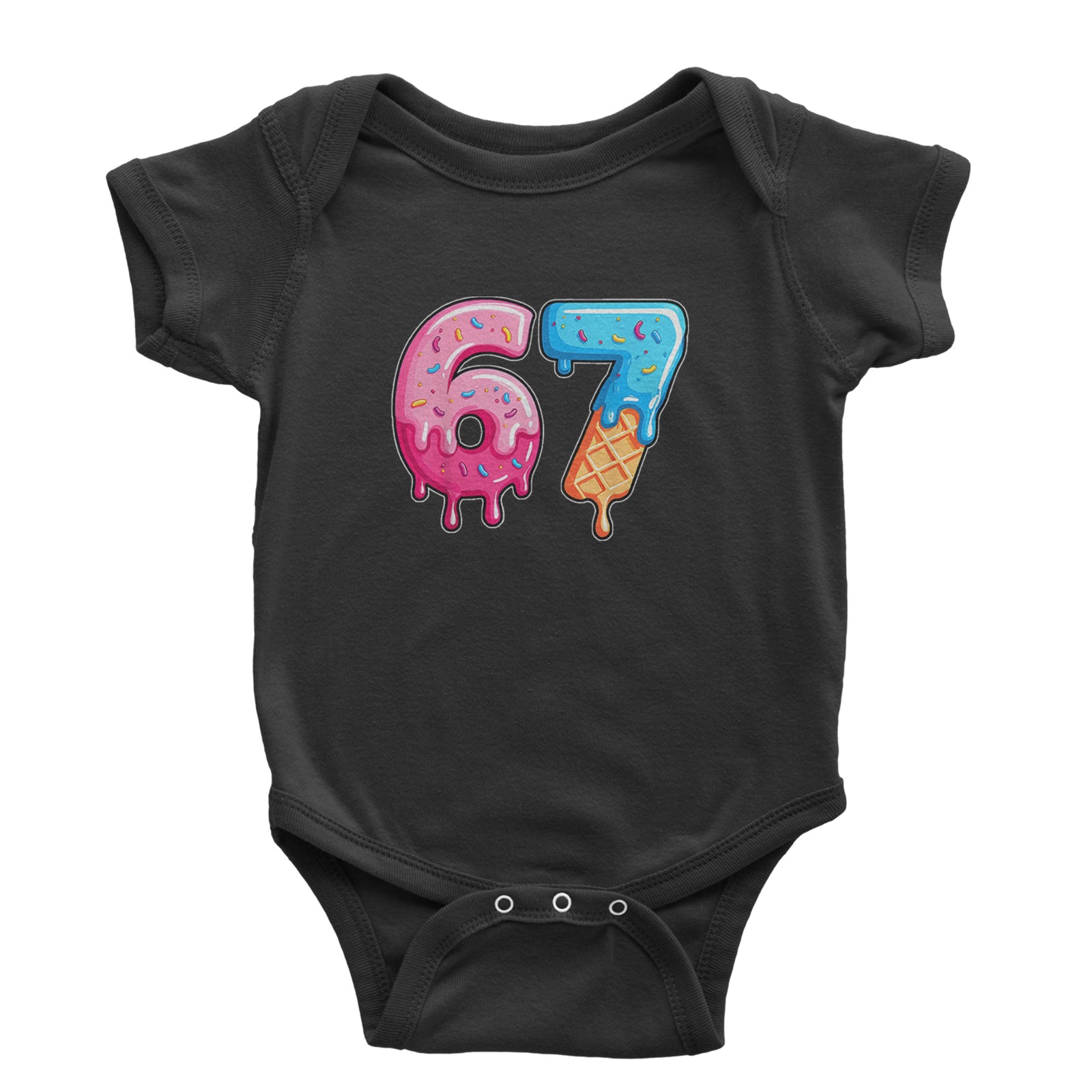 67 Dripping Ice Cream Donut Melt Infant One-Piece Romper Bodysuit Or Toddler T-shirt Black