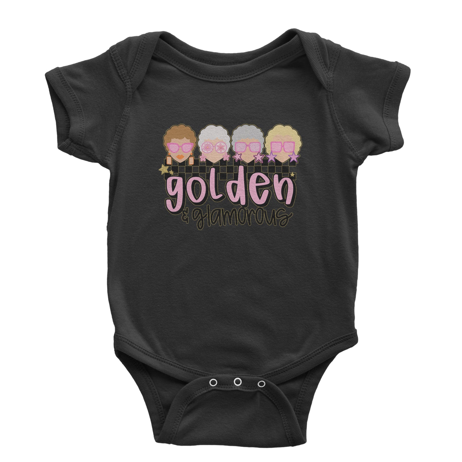 Golden And Glamorous Golden Girls Infant One-Piece Romper Bodysuit Or Toddler T-shirt Black