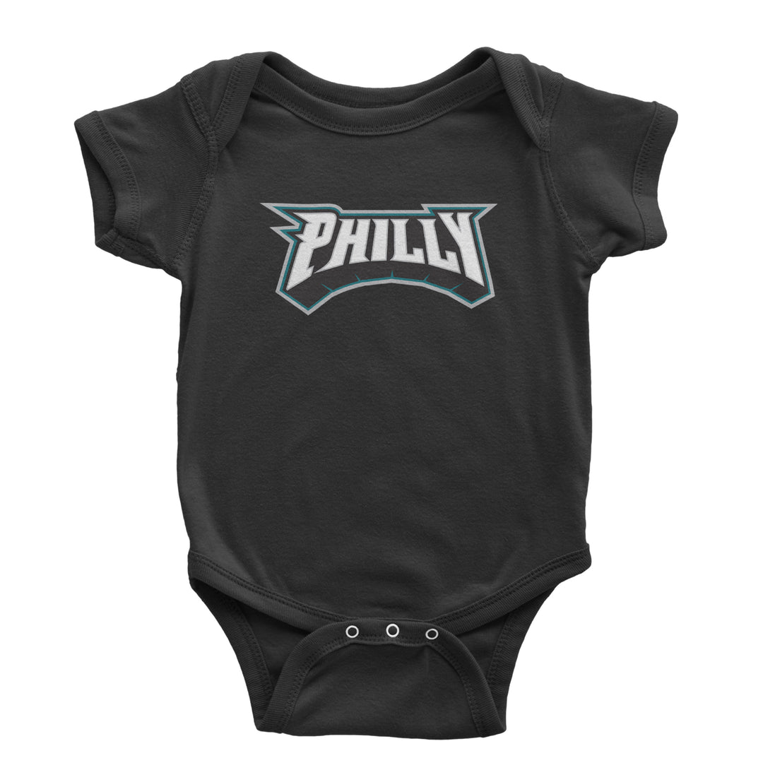 Philly Bold Block Throwback block-letter graphic on Infant Baby Rib Bodysuit or Toddler Cotton Jersey T-Shirt