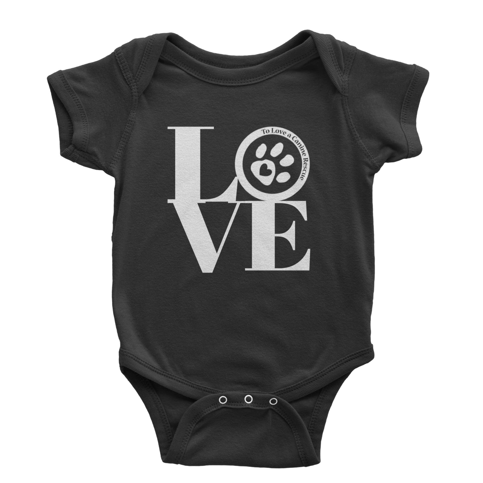 TLC LOVE Dog Rescue Infant One-Piece Romper Bodysuit Or Toddler T-shirt Black