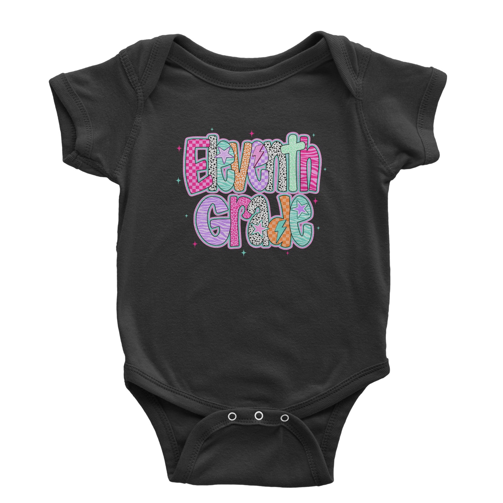 Eleventh Grade Extra Colorful Back to School Infant One-Piece Romper Bodysuit Or Toddler T-shirt Black