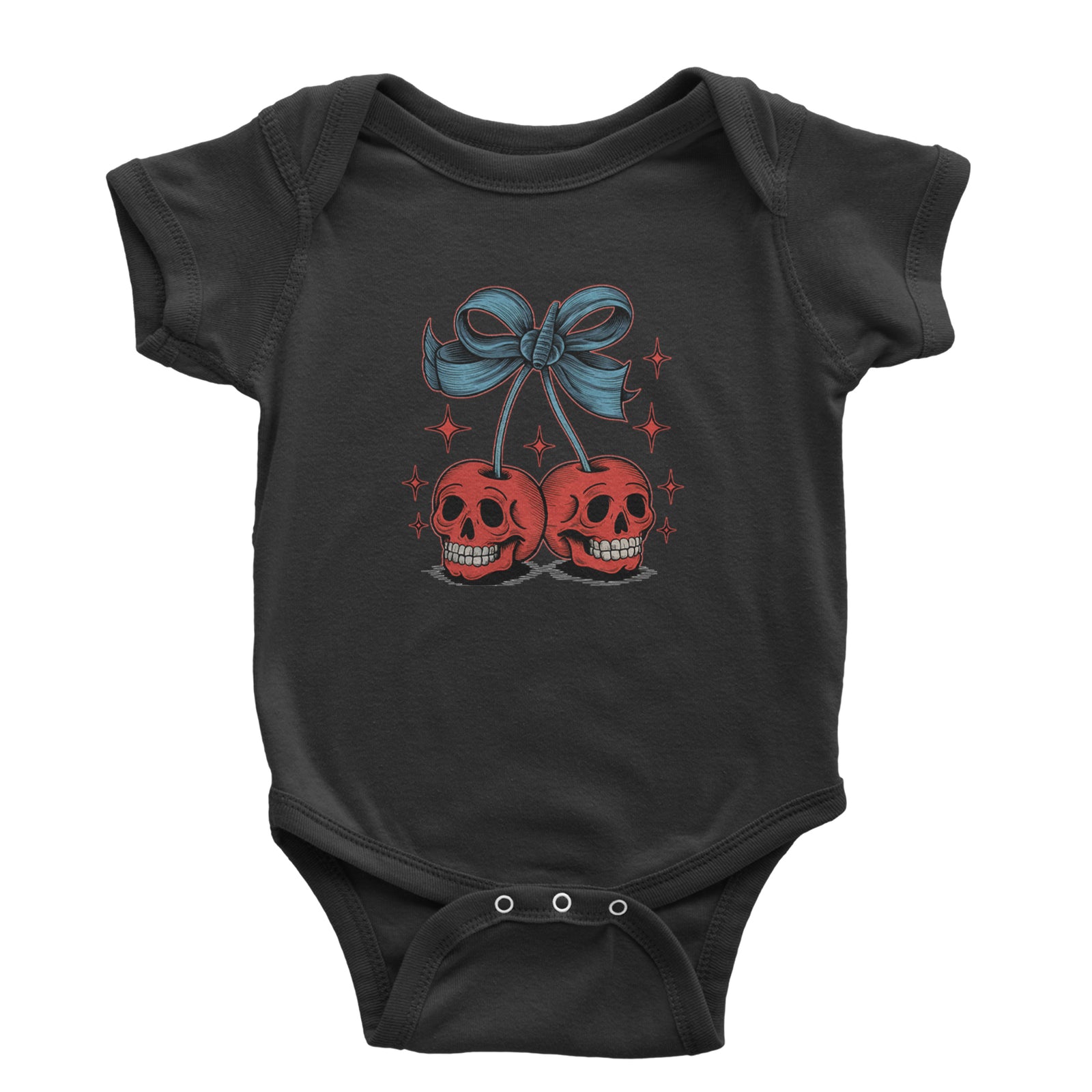 Cherry Skulls Retro Tattoo Infant One-Piece Romper Bodysuit Or Toddler T-shirt Light Pink
