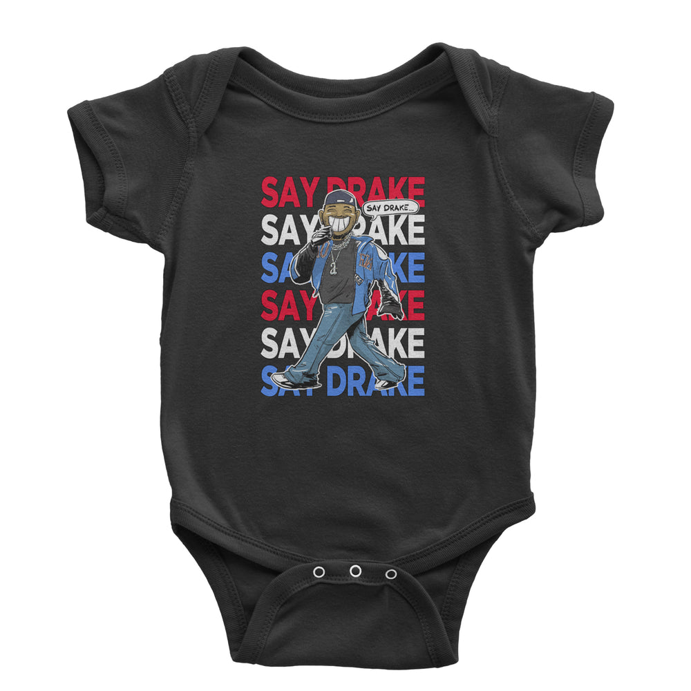 Say Drake Smiling Meme Mustard graphic on Onesie and Toddler T-Shirt in Black
