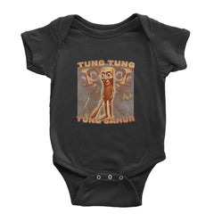 Spooky-funny "TUNG TUNG TUNG SAHUR" enforcer character graphic on Infant Baby Rib Bodysuit or Toddler Cotton Jersey T-Shirt