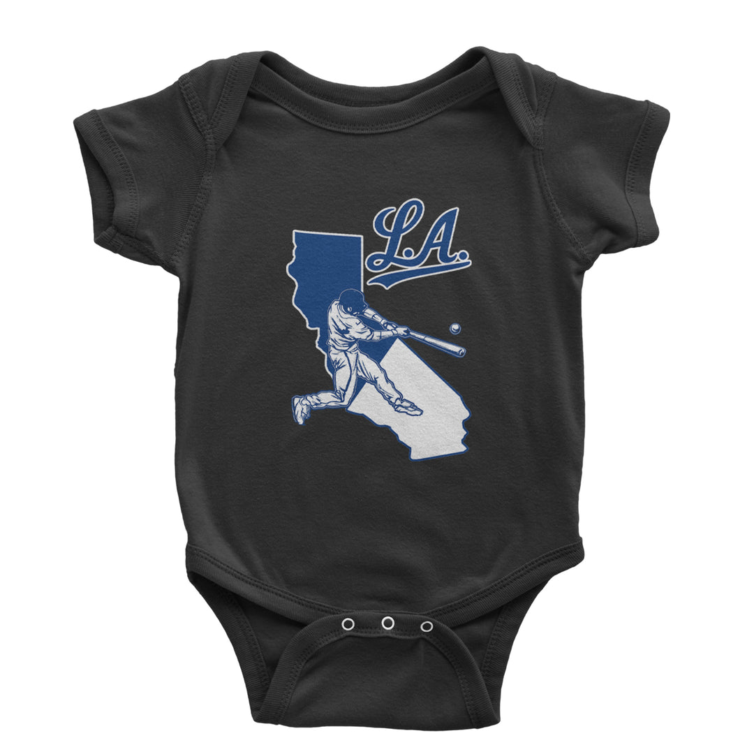 Los Angeles Baseball Batter Up Infant One-Piece Romper Bodysuit Or Toddler T-shirt Black
