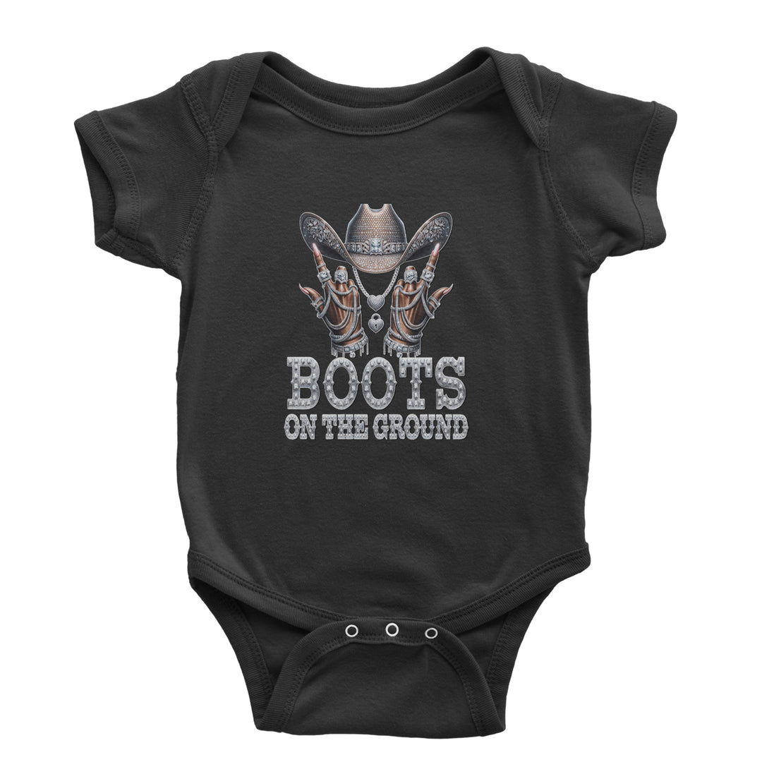 Boots On The Ground Bling artwork on Infant Baby Rib Bodysuit or Toddler Cotton Jersey T-Shirt