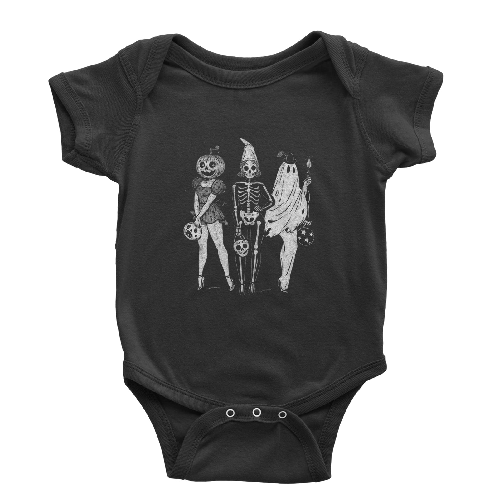 Vintage Spooky Squad Pinup Halloween Design Infant One-Piece Romper Bodysuit Or Toddler T-shirt Black
