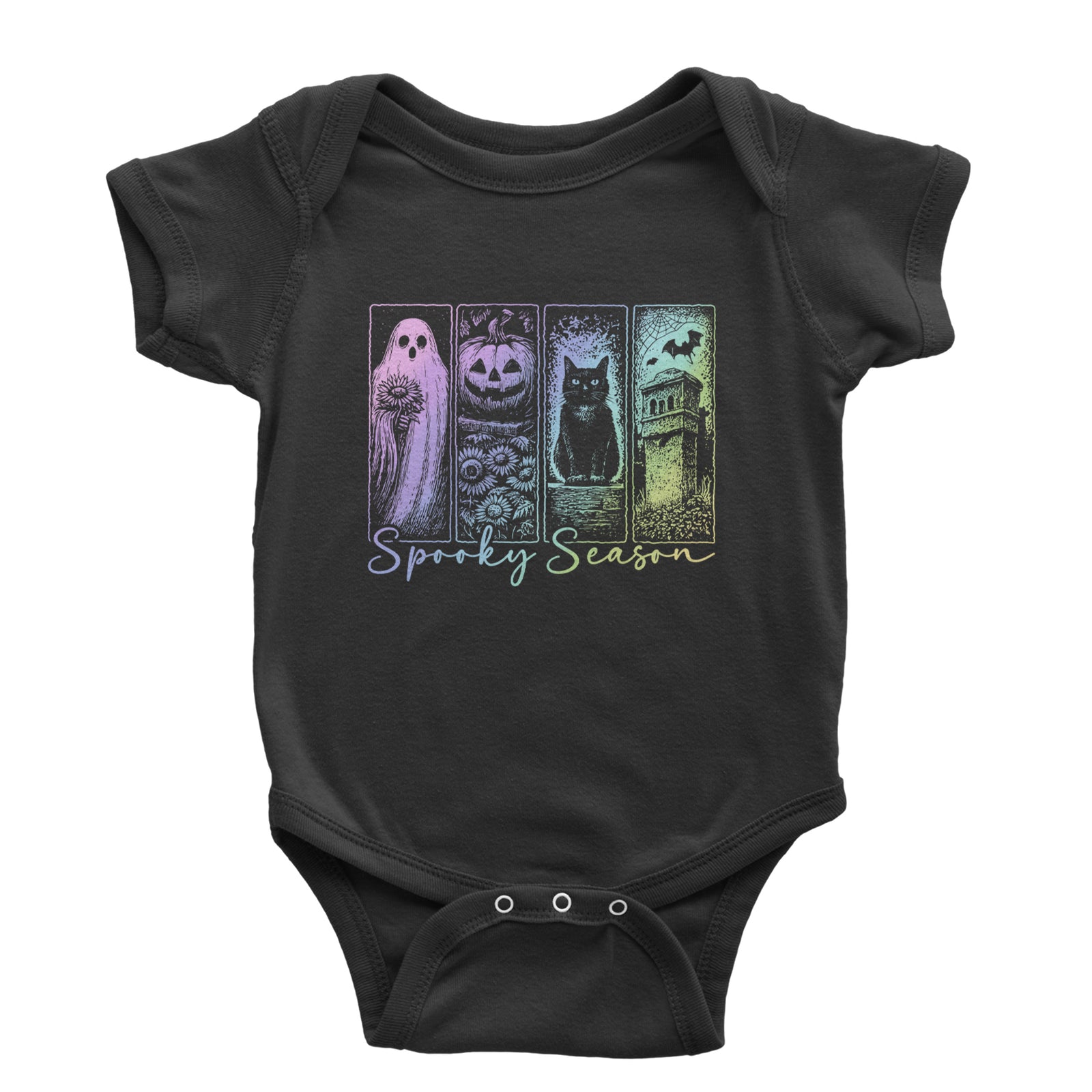 Spooky Season Cute Pastel Halloween Design Infant One-Piece Romper Bodysuit Or Toddler T-shirt Black
