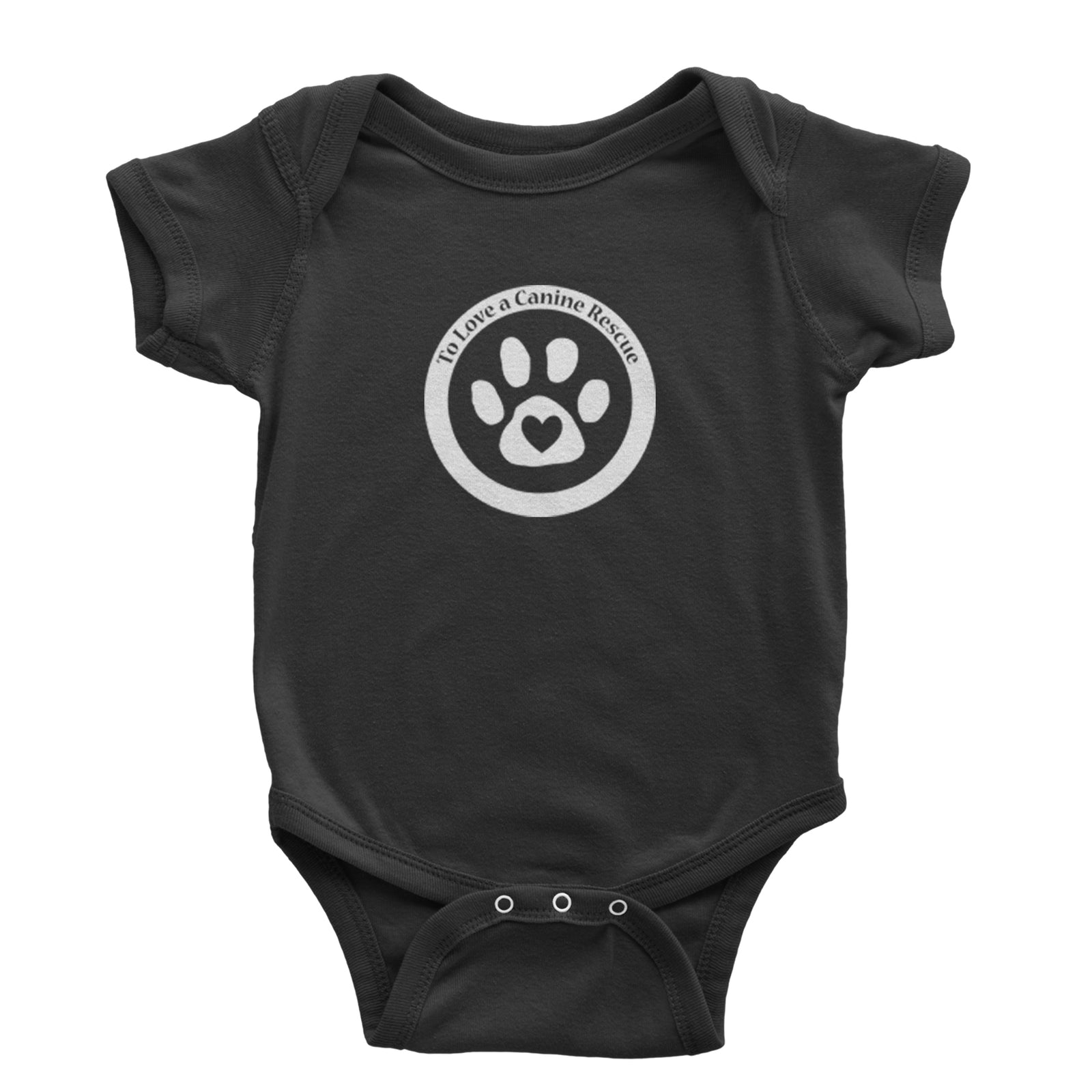 TLC To Love a Canine Dog Rescue White Infant One-Piece Romper Bodysuit Or Toddler T-shirt Black