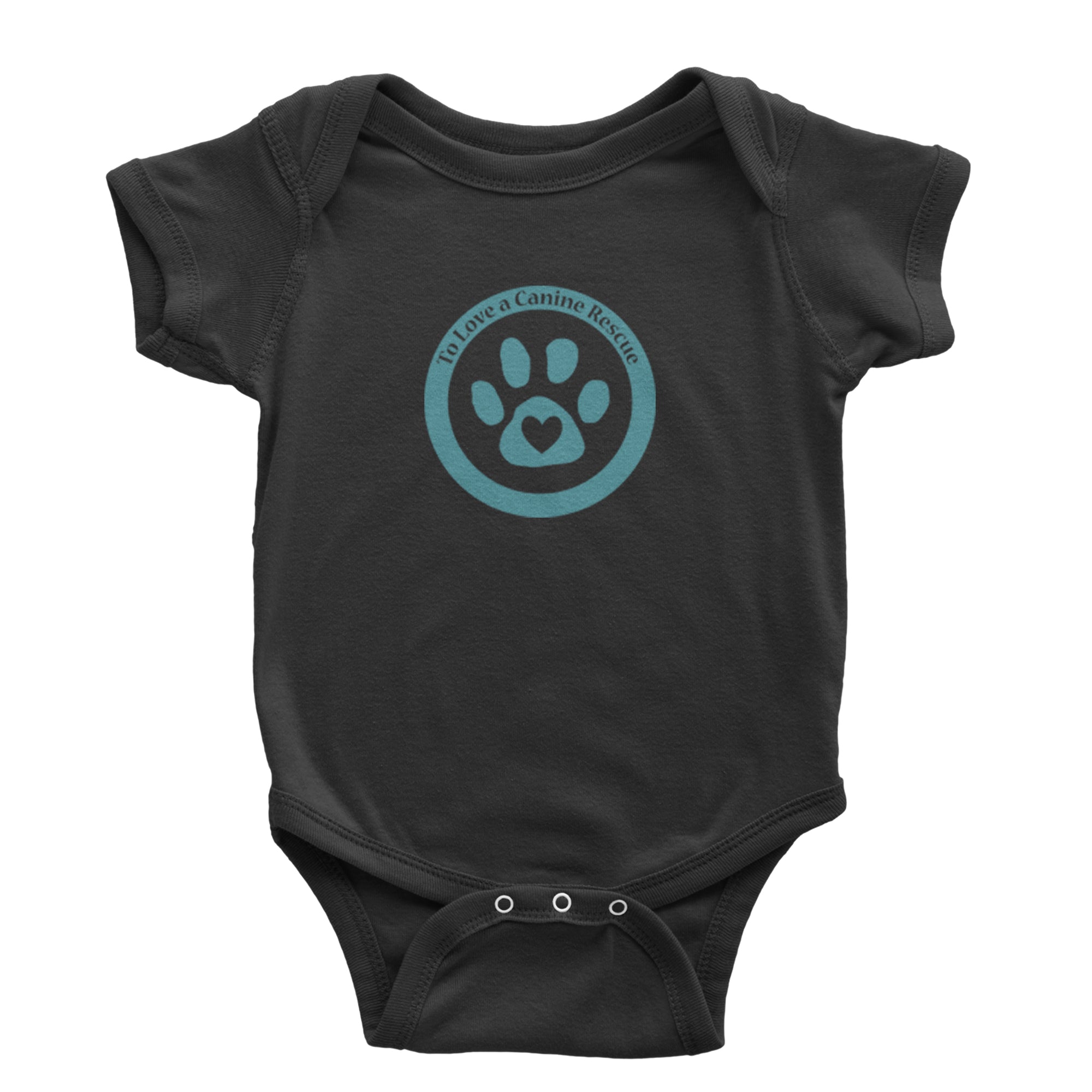 TLC To Love a Canine Dog Rescue Teal Infant One-Piece Romper Bodysuit Or Toddler T-shirt Black