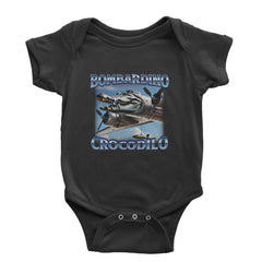Bombardino Crocodilo brainrot artwork with a crocodile head on a propeller plane on an Infant Baby Rib Bodysuit or Toddler Cotton Jersey T-Shirt
