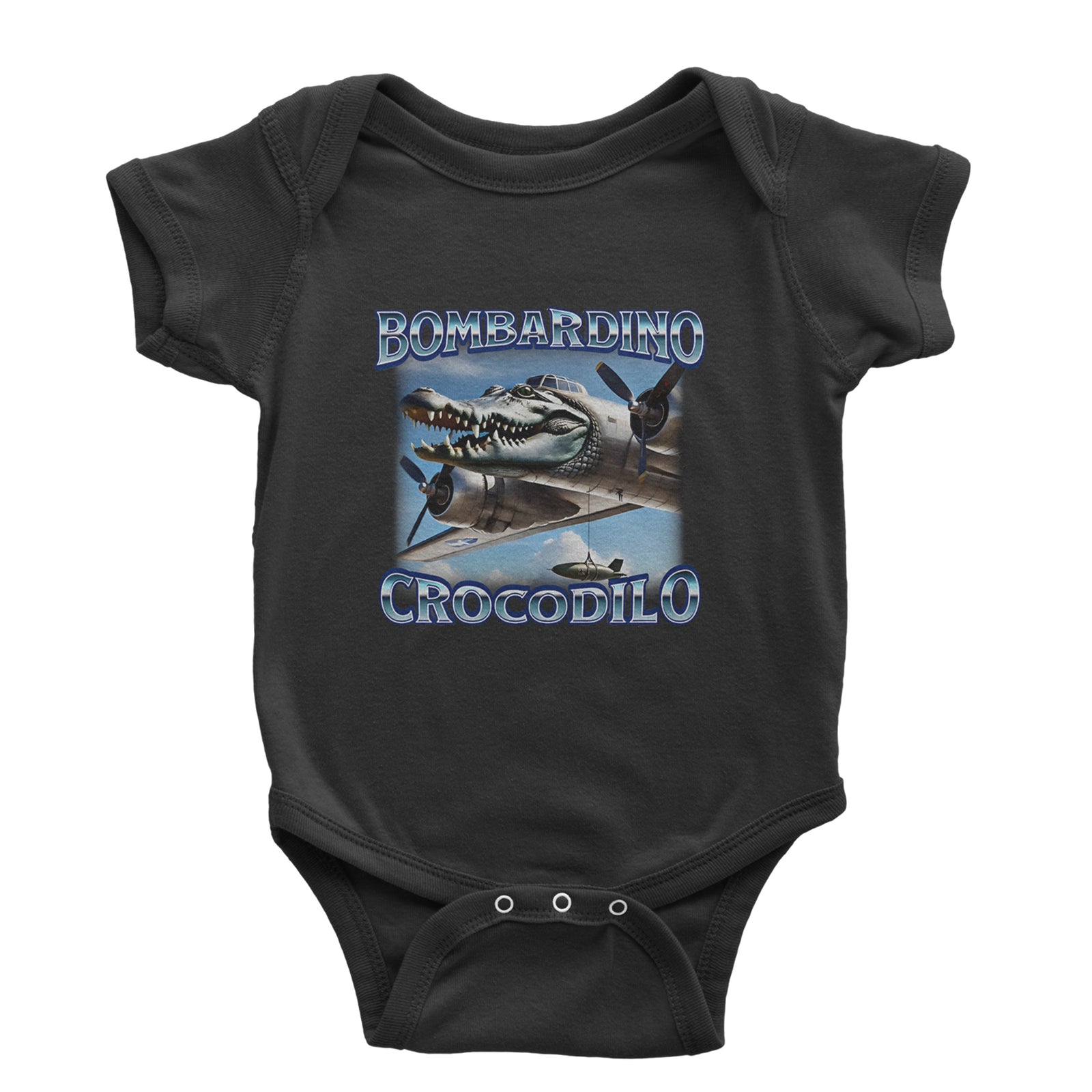 Bombardino Crocodilo Brainrot Infant One-Piece Romper Bodysuit Or Toddler T-shirt Black