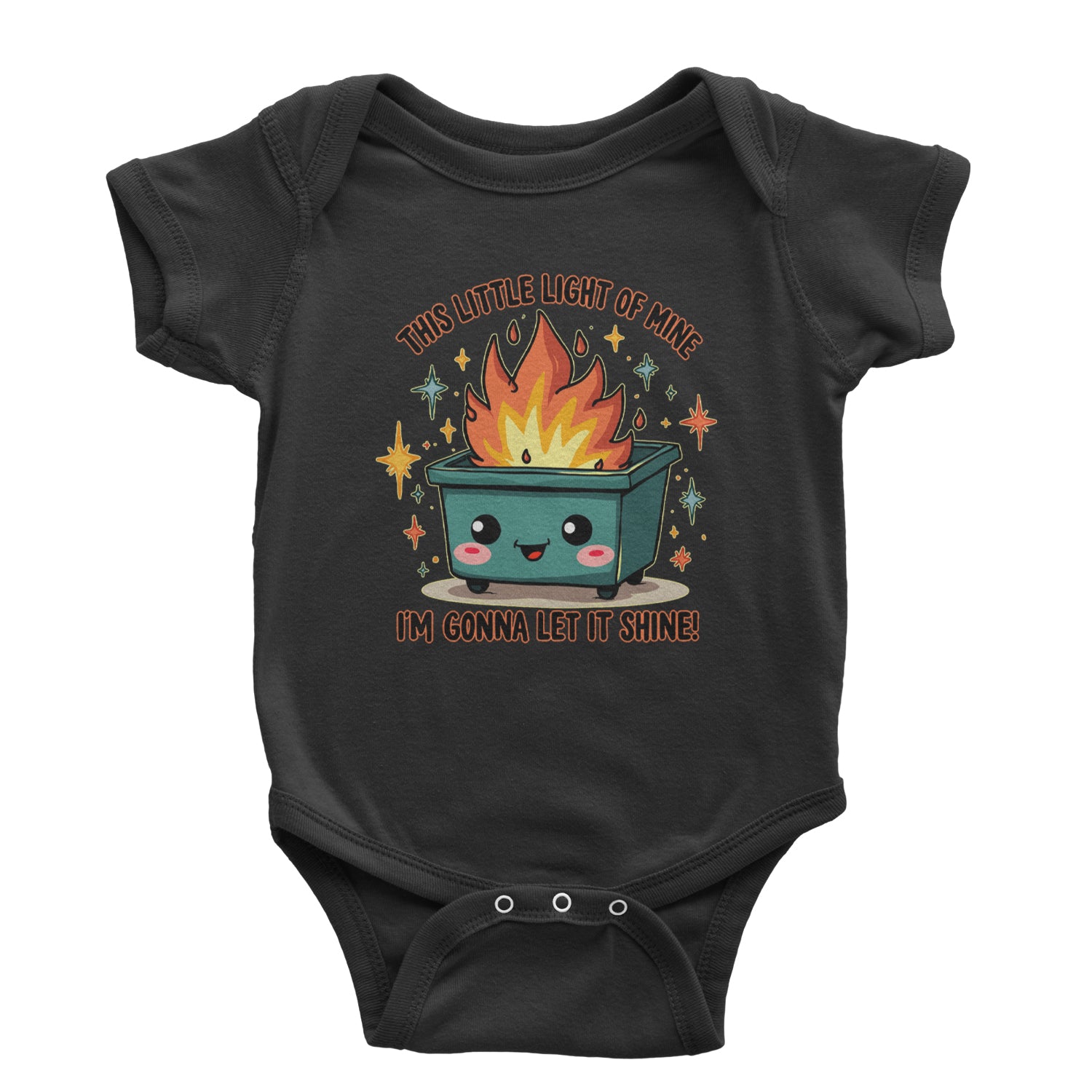 This Little Light of Mine Dumpster Fire Smile Face Infant One-Piece Romper Bodysuit Or Toddler T-shirt Black