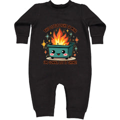 This Little Light of Mine Dumpster Fire Smile Face graphic on Toddler Hoodie and Baby Fleece Onesie in Black