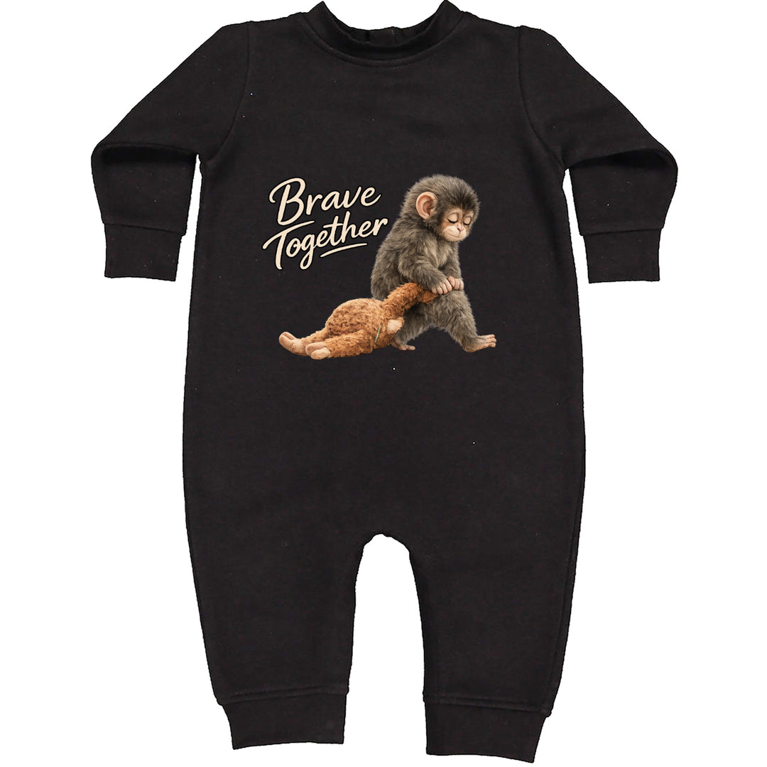 Punch Brave Together Stuffed Animal Toddler Hoodie Or Infant Fleece Romper Black