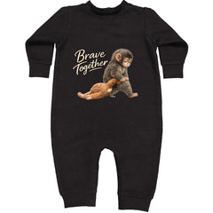 Punch Brave Together Stuffed Animal Toddler Hoodie Or Infant Fleece Romper Black