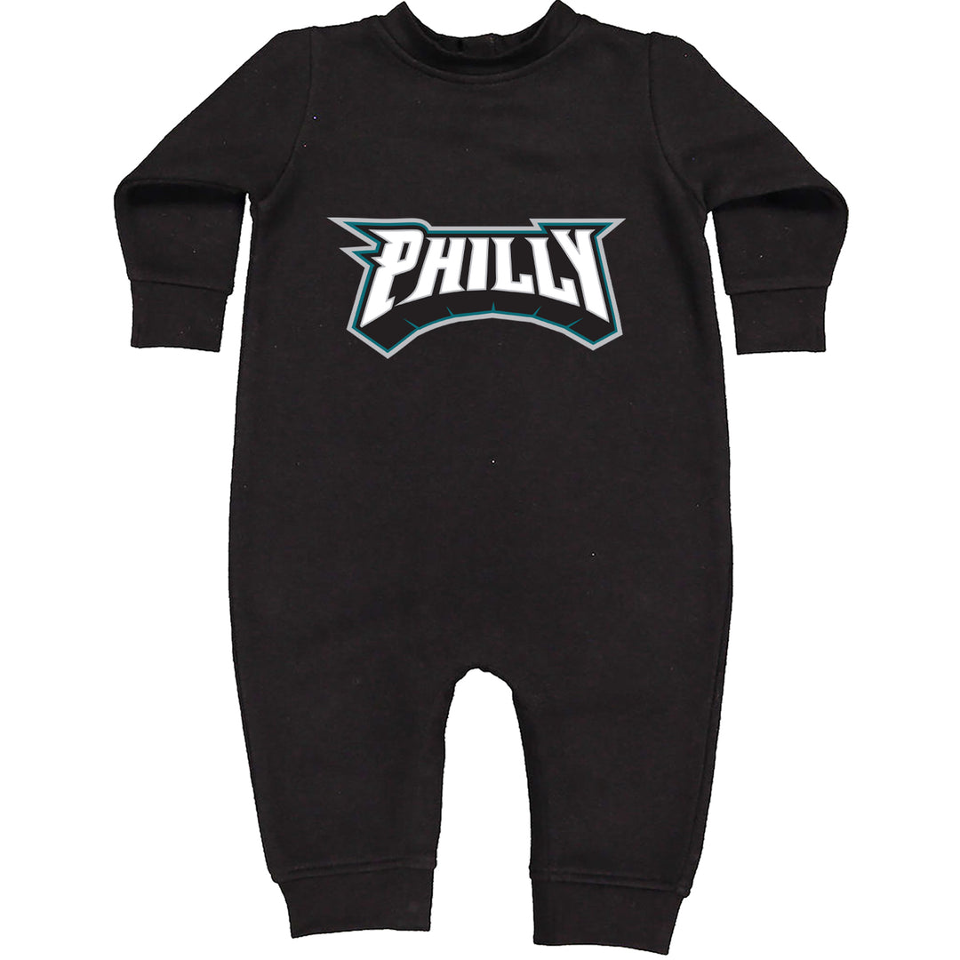 Philly Bold Block Throwback Toddler Hoodie Or Infant Fleece Romper Black