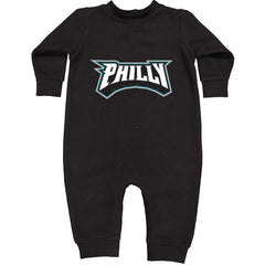 Philly Bold Block Throwback Toddler Hoodie Or Infant Fleece Romper Black