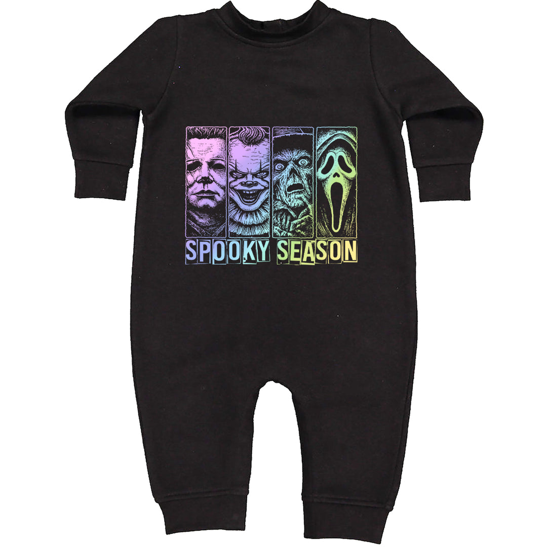 Spooky Season Horror Icons Halloween Toddler Hoodie Or Infant Fleece Romper Black
