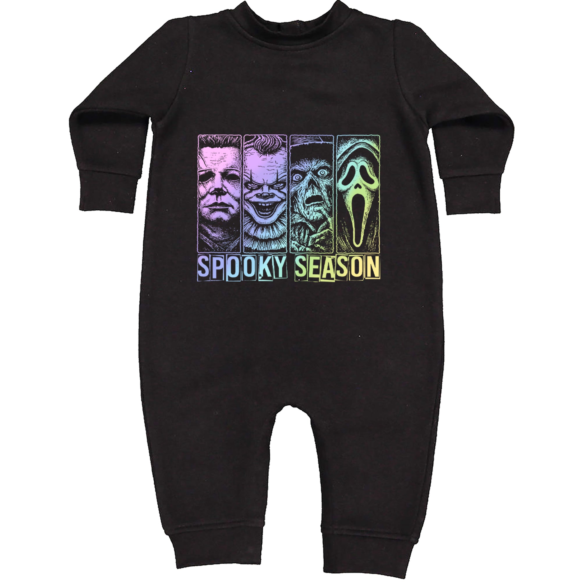 Spooky Season Horror Icons Halloween Toddler Hoodie Or Infant Fleece Romper Black