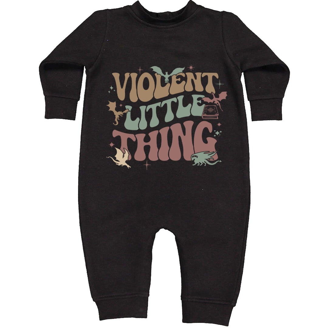 Violent Little Thing Dragon graphic on Toddler Hoodie and Baby Fleece Onesie in Black