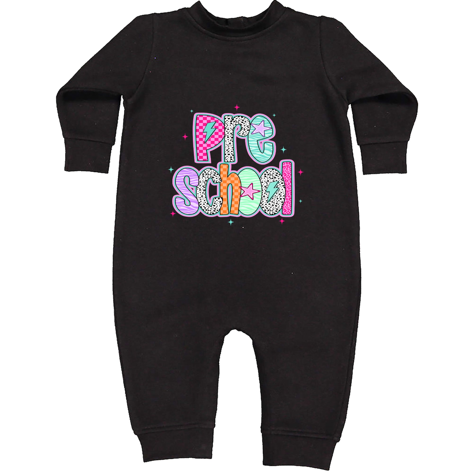 Preschool Power Colorful Back to School Toddler Hoodie Or Infant Fleece Romper Black