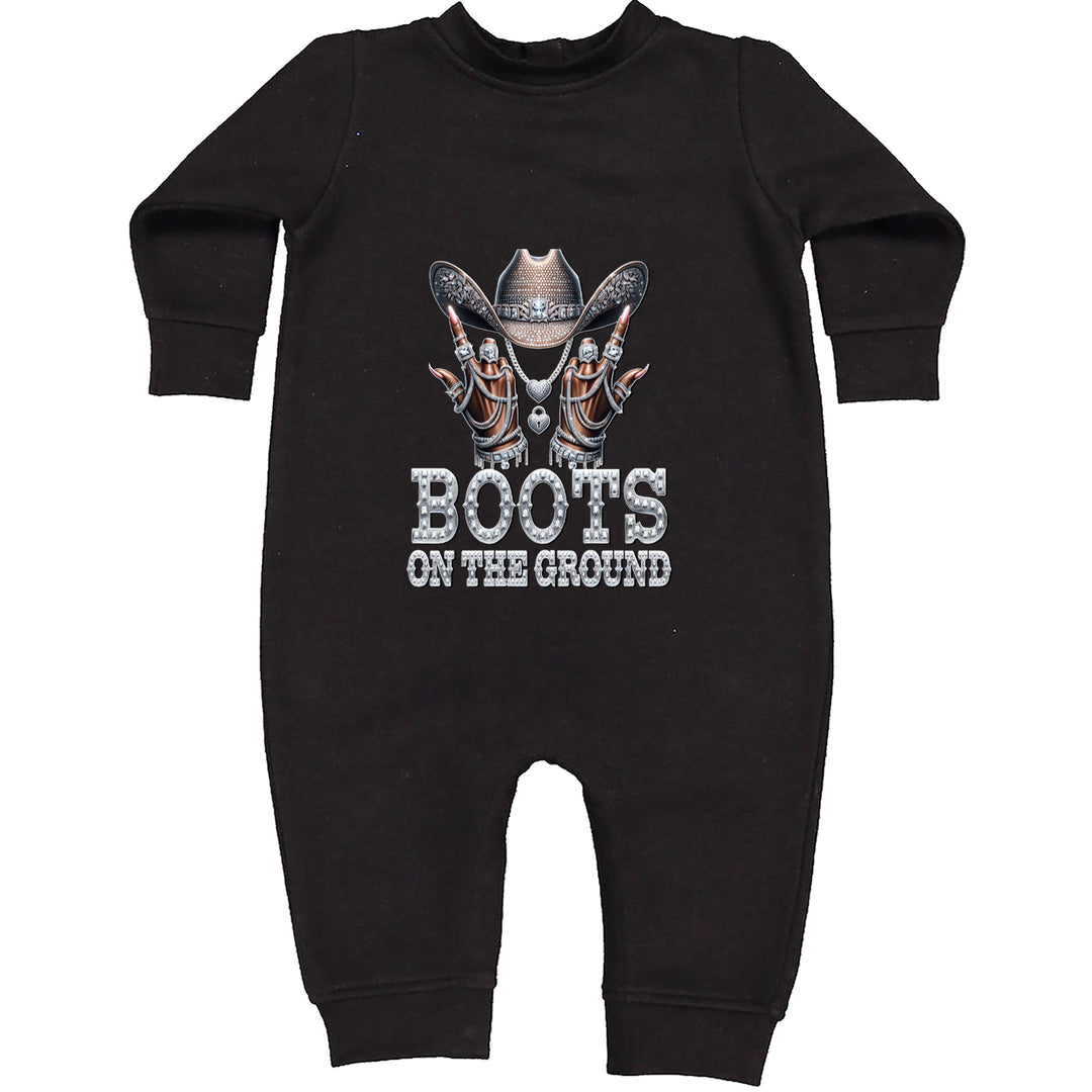 Boots On The Ground Bling Toddler Hoodie Or Infant Fleece Romper Black