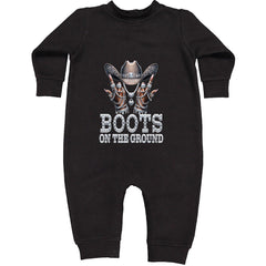 Boots On The Ground Bling Toddler Hoodie Or Infant Fleece Romper Black