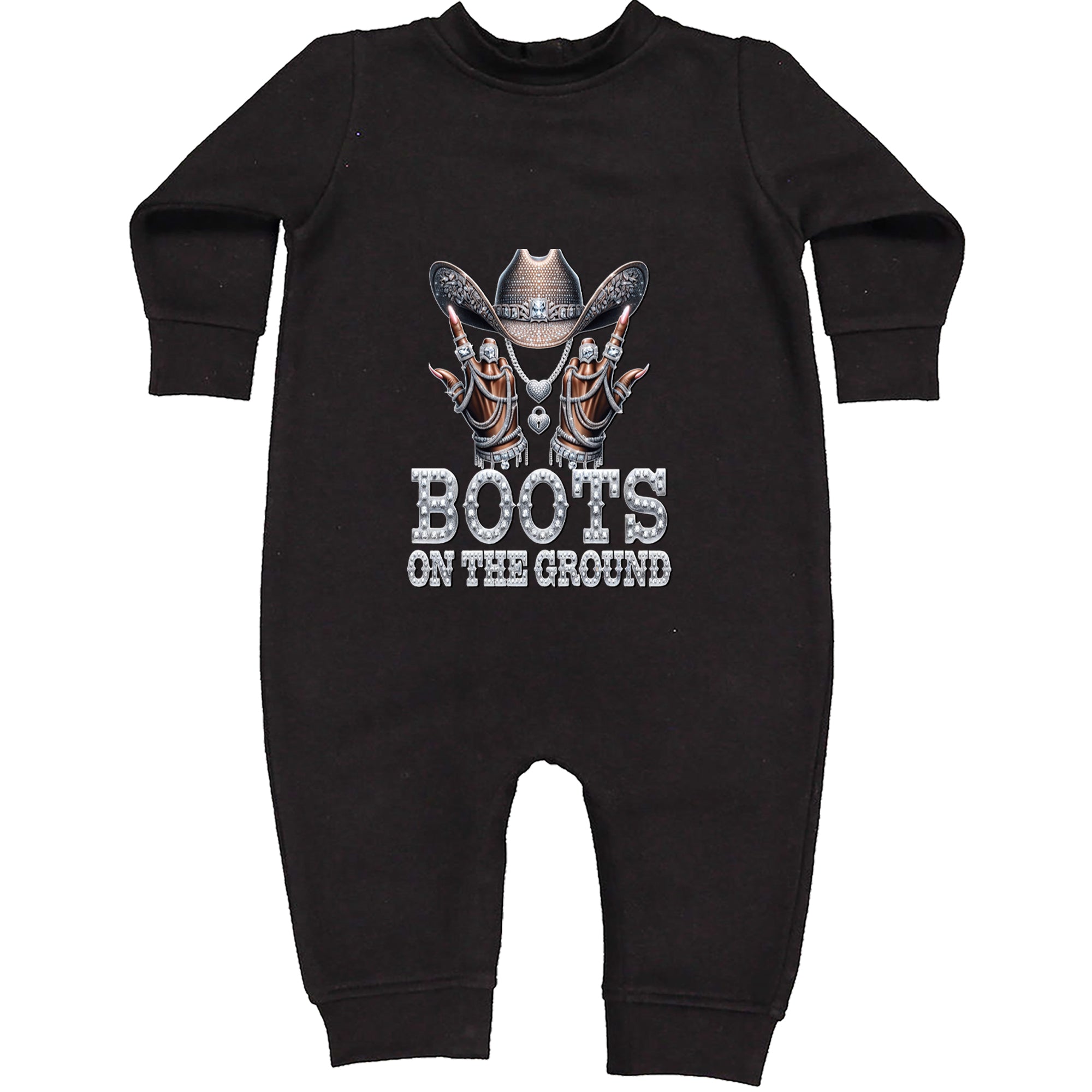Boots On The Ground Bling Toddler Hoodie Or Infant Fleece Romper Black