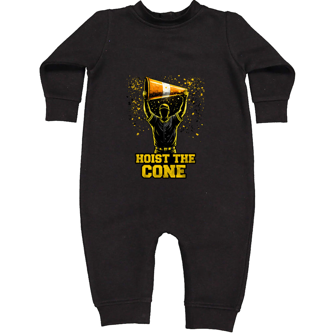 Hoist The Cone Pittsburgh Pride Toddler Hoodie Or Infant Fleece Romper Black