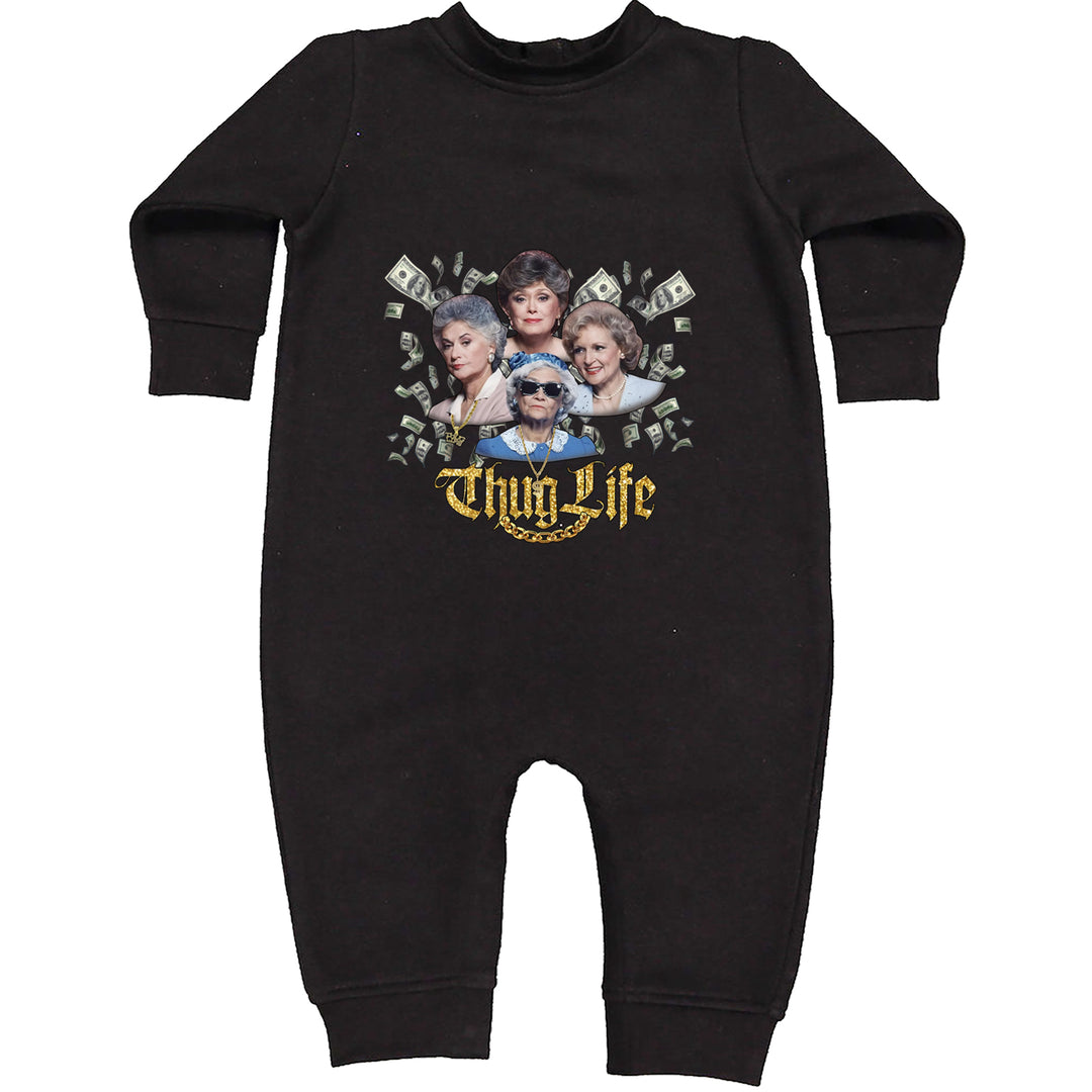 Golden Chain Thug Life Girls Toddler Hoodie Or Infant Fleece Romper Black
