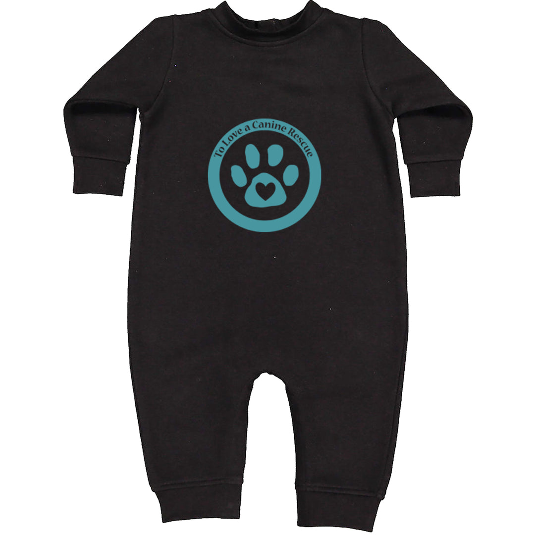 TLC To Love a Canine Dog Rescue Teal Toddler Hoodie Or Infant Fleece Romper Black