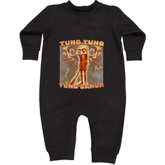 Tung Tung Tung Sahur Enforcer Toddler Hoodie Or Infant Fleece Romper Black