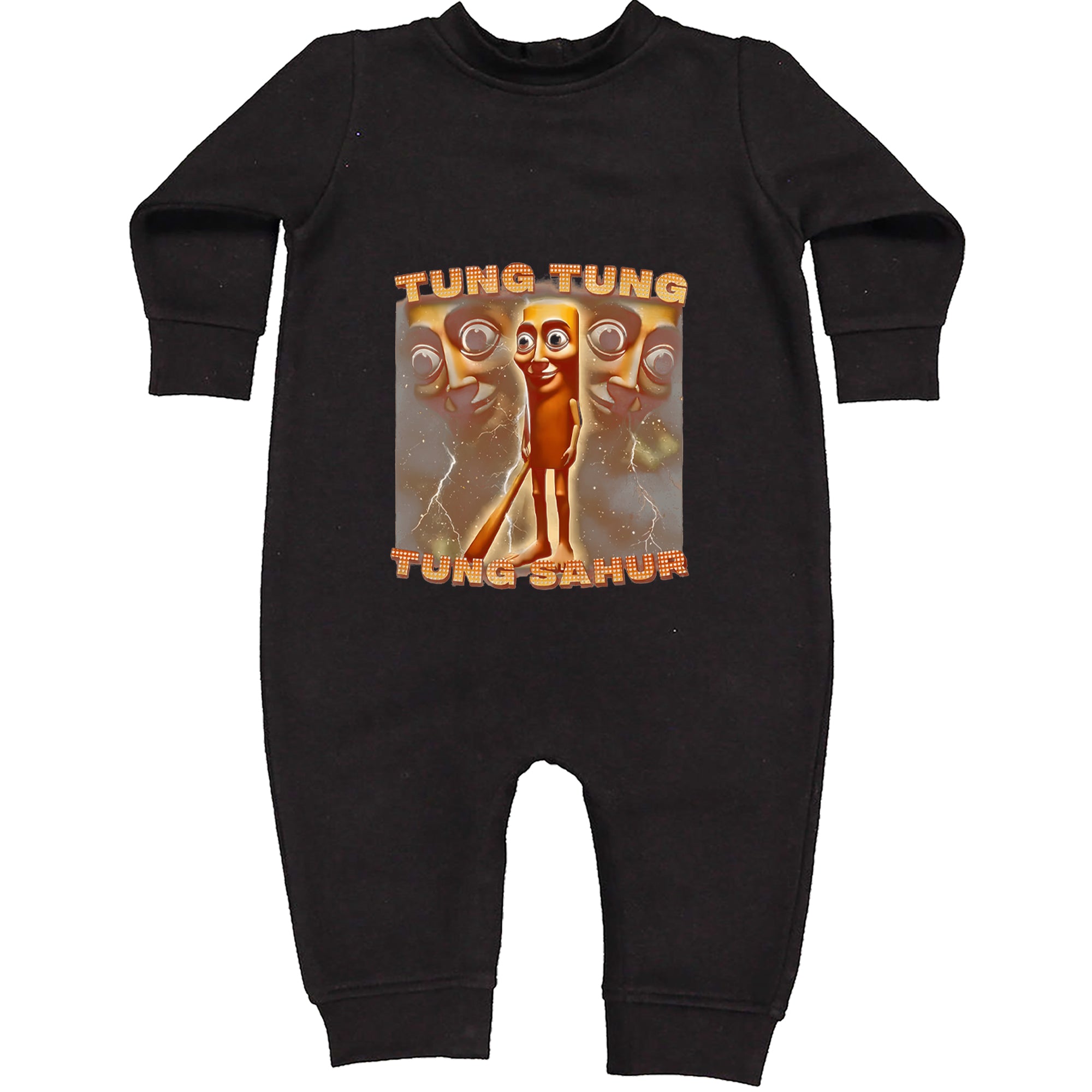 Tung Tung Tung Sahur Enforcer Toddler Hoodie Or Infant Fleece Romper Black