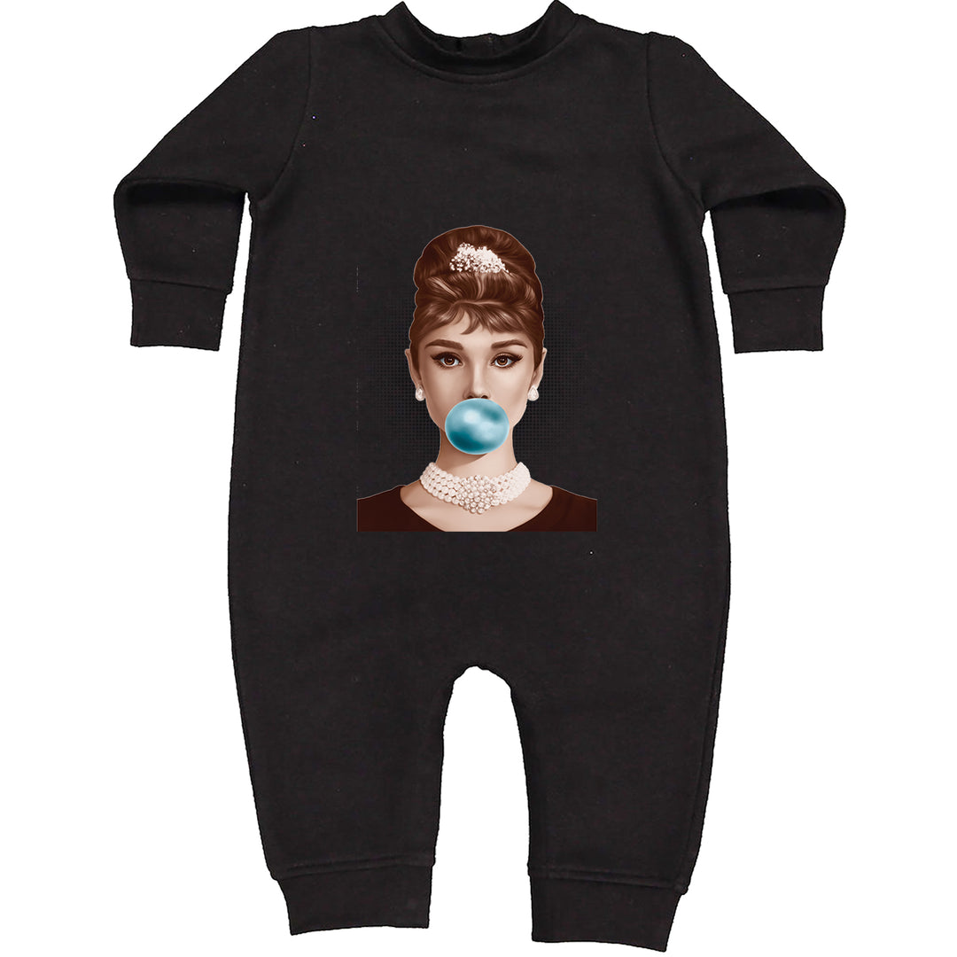 Audrey Hepburn Chewing Bubble Gum American Icon Toddler Hoodie Or Infant Fleece Romper Black