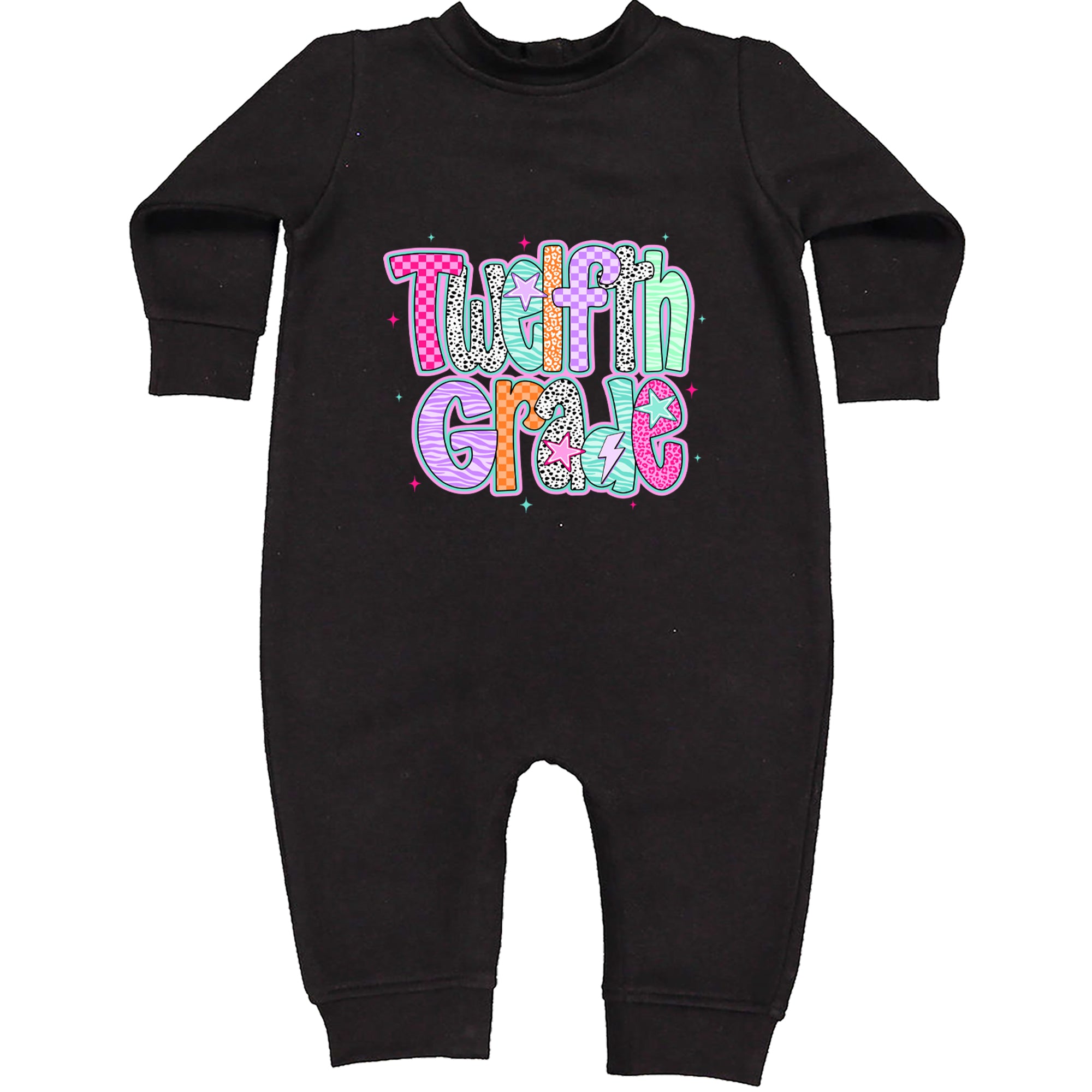 Senior Year Colorful Back to School Toddler Hoodie Or Infant Fleece Romper Black