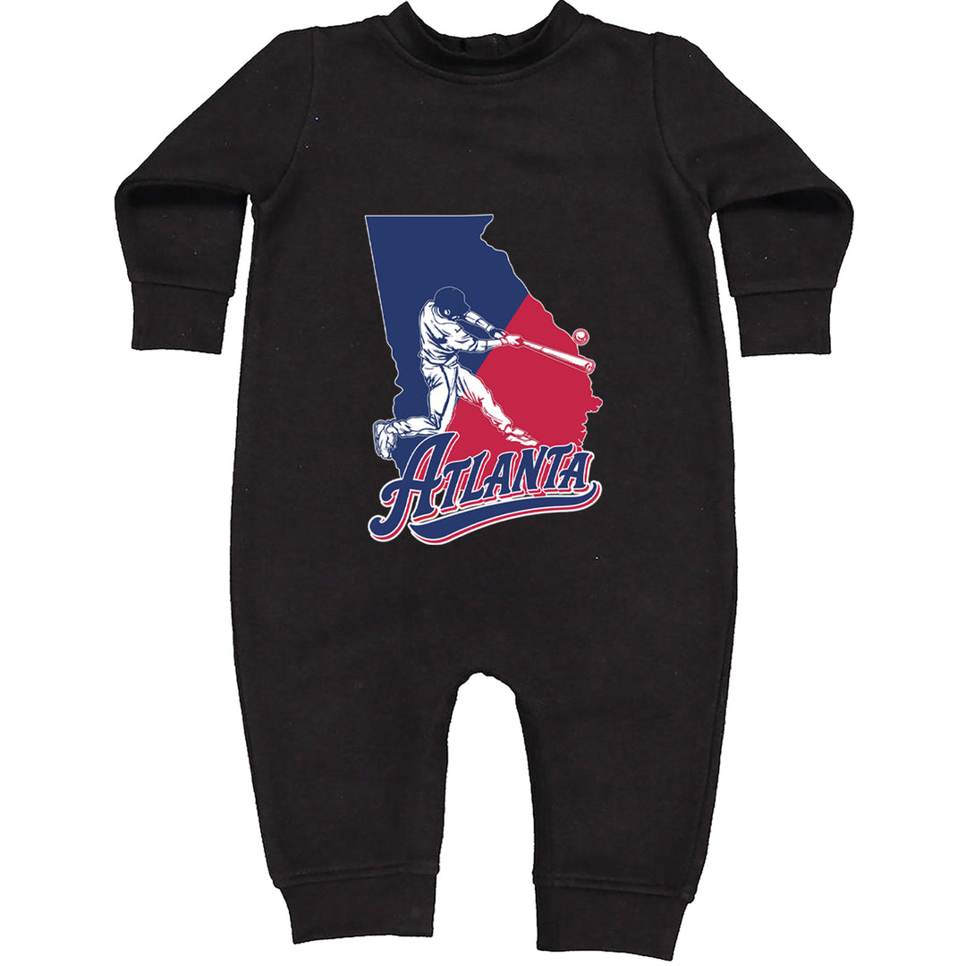 Atlanta Georgia Batter Up Toddler Hoodie Or Infant Fleece Romper Black