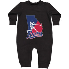 Atlanta Georgia Batter Up Toddler Hoodie Or Infant Fleece Romper Black
