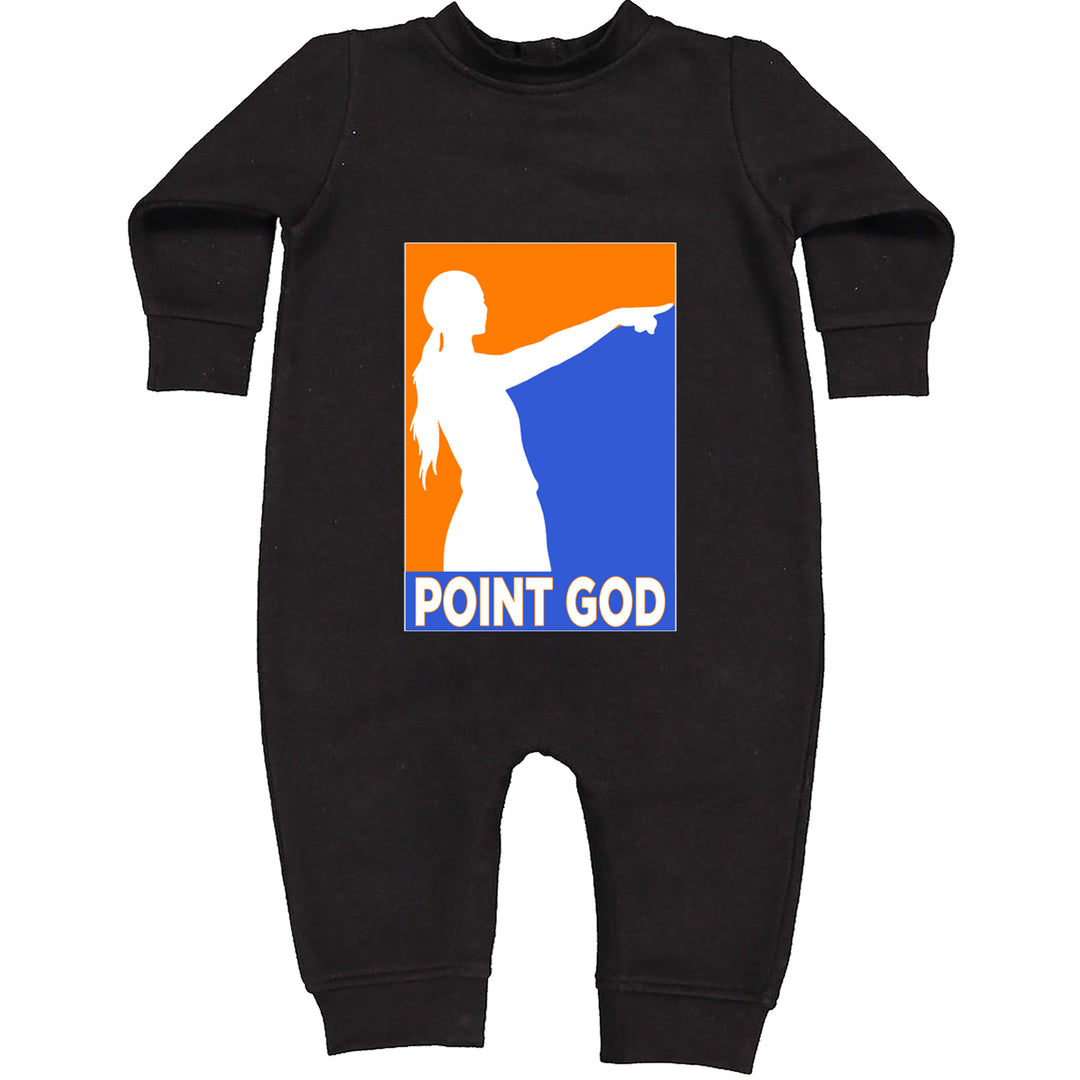 Point God Cunningham Basketball Pointing Meme  Toddler Hoodie Or Infant Fleece Romper Black
