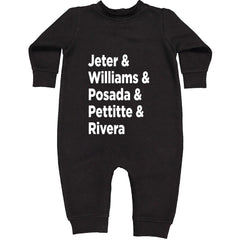 Jeter & Williams & Posada & Pettitte & Rivera Toddler Hoodie Or Infant Fleece Romper Black