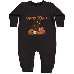 Punch Stay Kind Macaque Toddler Hoodie Or Infant Fleece Romper Black